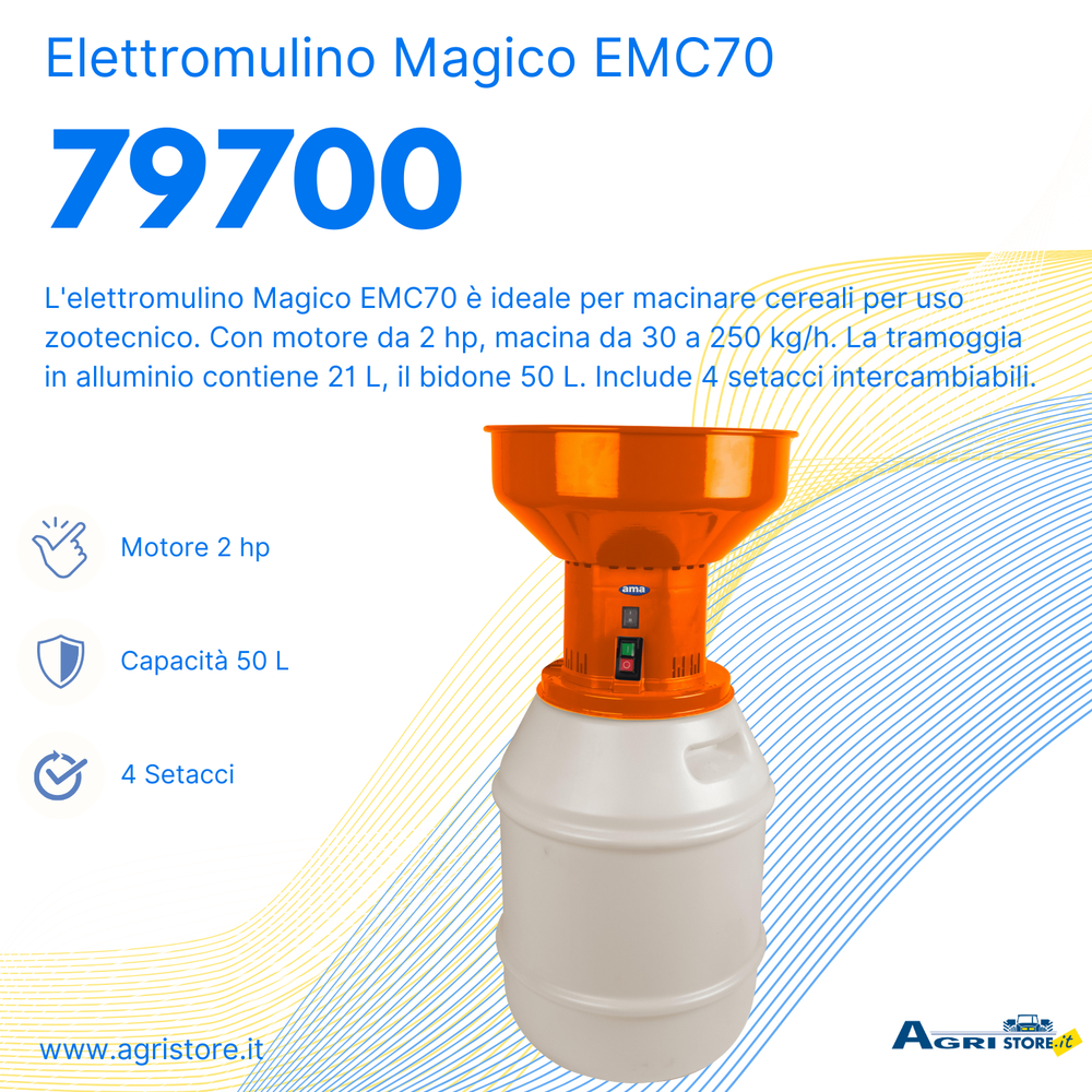 Elettromulino Magico EMC70 da 50 L e 2 hp - Ama