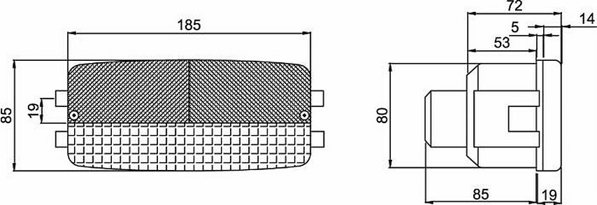 Fanale posteriore alogeno destro 185x85mm 3 funzioni luminose - Cobo
