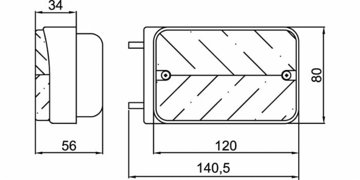 Fanale direzione posizione dx 120x80mm con attacco laterale - Cobo