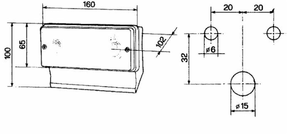 Fanale direzione e posizione dx 160x67mm adattabile a Cobo 03343000 - Ama