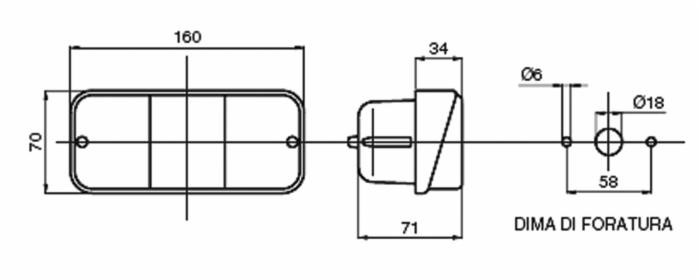 Fanale posteriore alogeno destro Ama 160x70mm - Ama