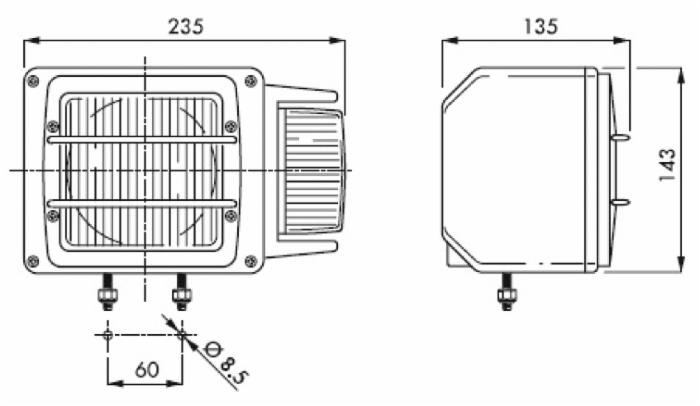 Proiettore anteriore dx 235x143mm con indicatore di direzione - Ama