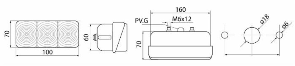 Fanale anteriore direzione posizione dx-sx 162x70mm - Ama