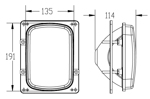 Proiettore anteriore 191x135mm adattabile New Holland 5138349 - Ama