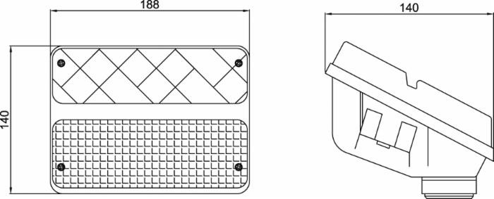 Fanale anteriore dx e sx per trattore dimensioni 188x140mm omologato ECE - Cobo