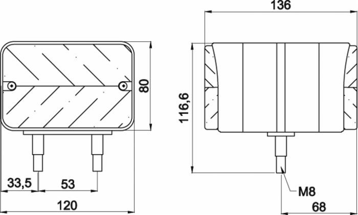 Fanale combinato anteriore posteriore dx-sx 120x135x80mm Ama - Ama