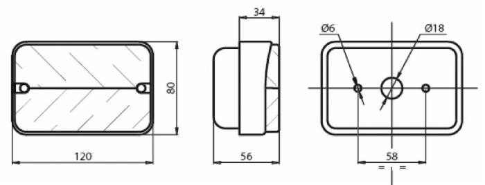 Fanale direzione e posizione dx-sx 114x76mm - Ama