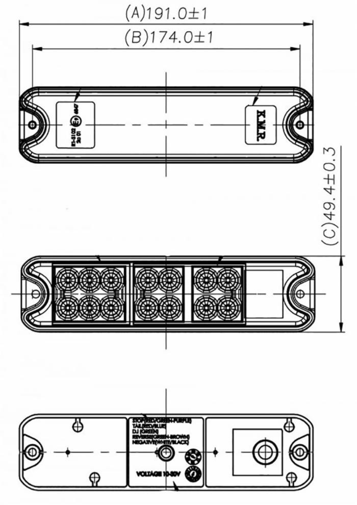 Fanale posteriore dx-sx a 18 LED 10-30V 191x49mm - Ama