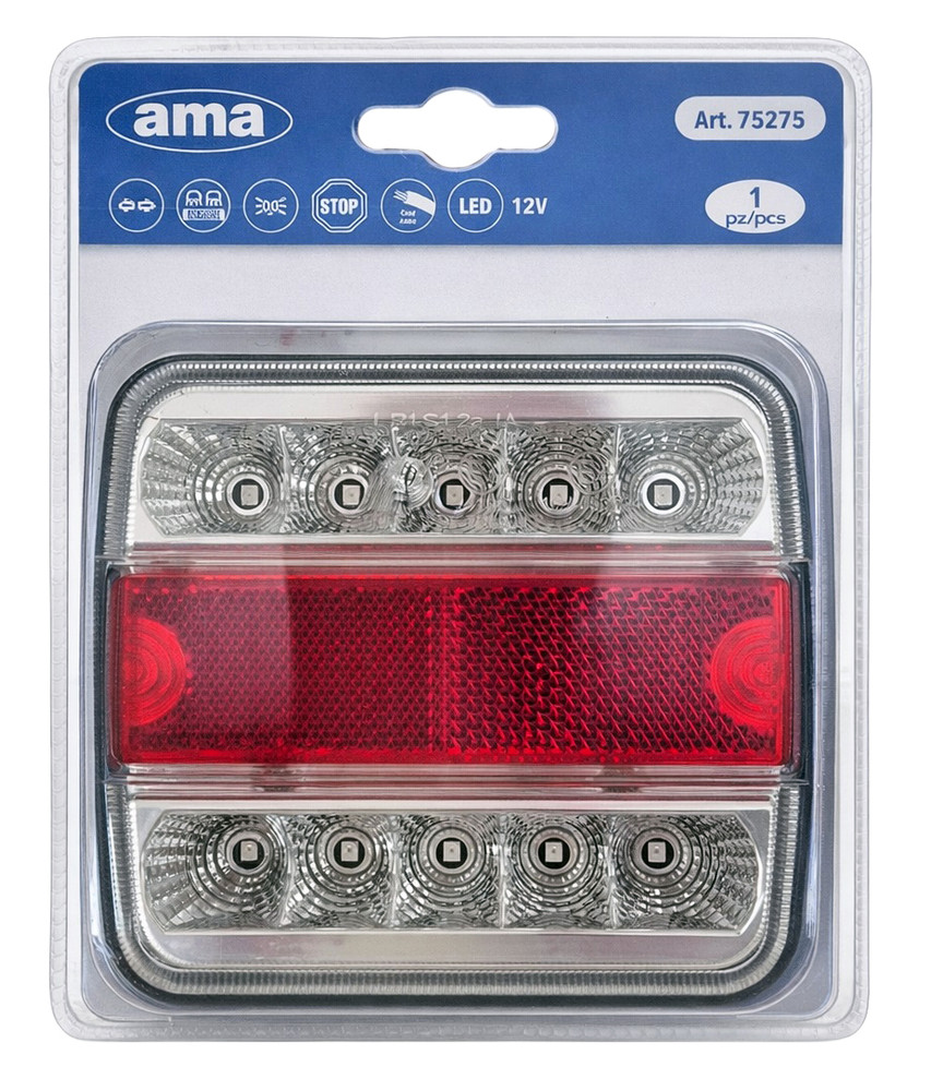 Fanale posteriore dx-sx a LED 13,5V 105,6x97,9x36,4mm - Ama