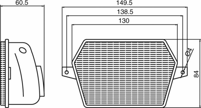 Fanale anteriore per trattore Ama 138,5x84mm con luce abbagliante e anabbagliante - Ama