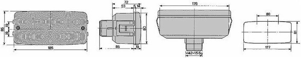 Fanale posteriore alogeno sinistro 185x85mm - Cobo