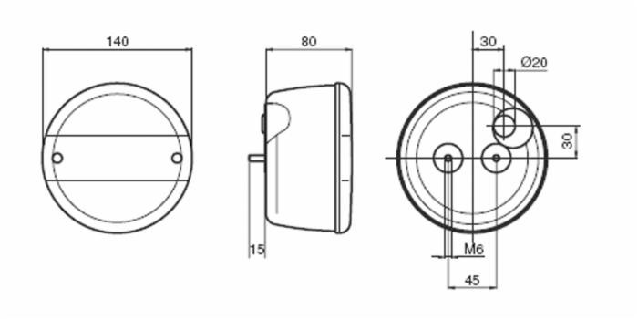 Fanale alogeno posteriore sx Ø 140mm - Ama