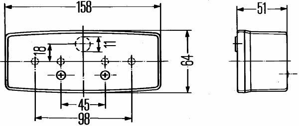 Fanale alogeno posteriore sx 158x51mm Hella - Hella