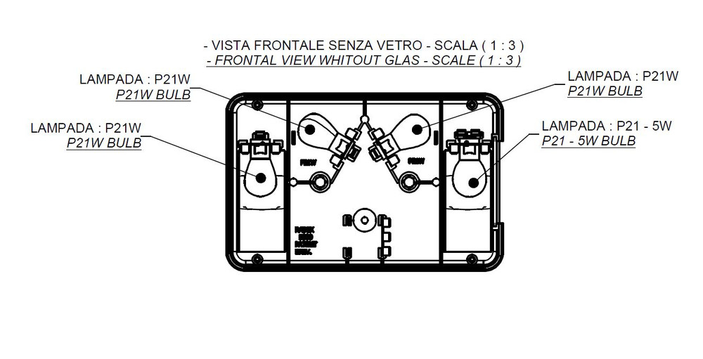 Fanale posteriore alogeno sx 220x140mm Ama - Radex