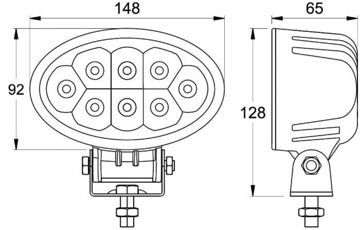 Faro da lavoro ovale 8 LED 24W 12-28V - Ama