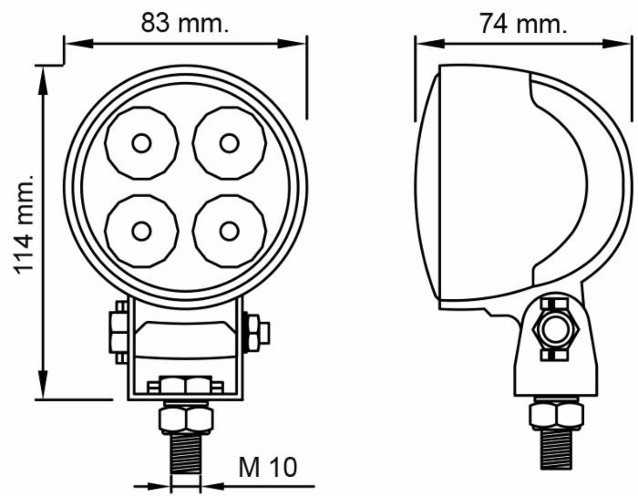 Faro da lavoro 4 LED rotondo ad ampio raggio 12W IP67 - Ama