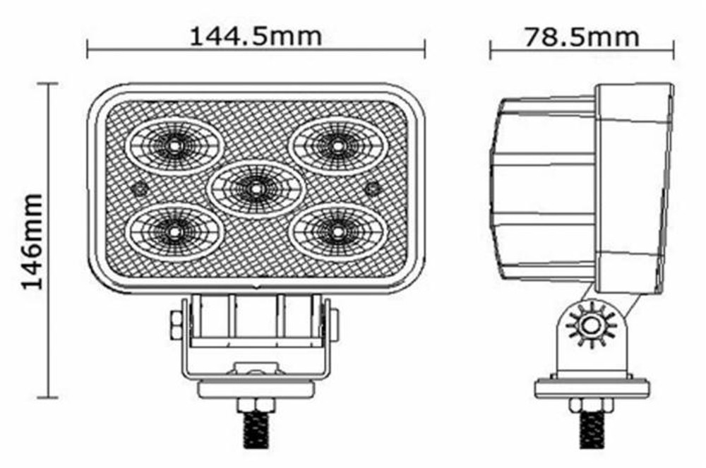 Faro da lavoro 5 LED CREE rettangolare ad ampio raggio 120° 50W IP67 e IP69K - Ama