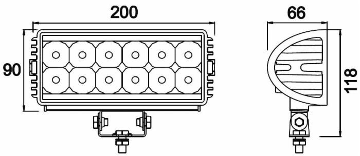 Faro da lavoro 12 LED Epistar a raggio profondo e lungo 36W IP67 - Ama