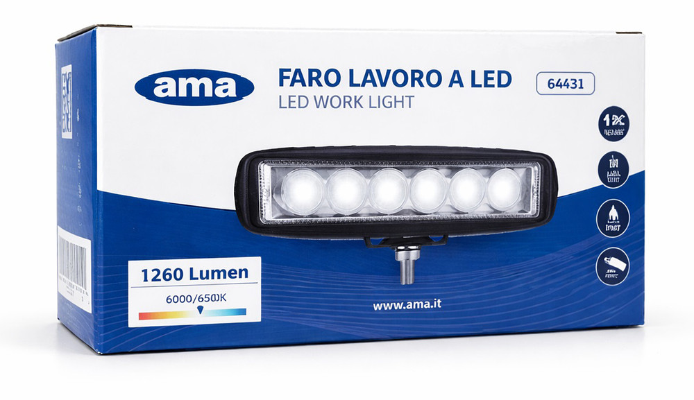 Faro da lavoro 6 LED a lungo raggio Spot 18W IP67 - Ama