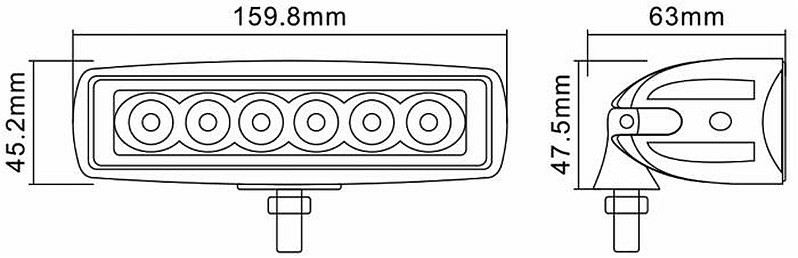 Faro da lavoro 6 LED a lungo raggio Spot 18W IP67 - Ama