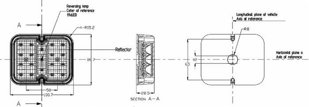 Fanale LED retromarcia 101x81mm - Ama