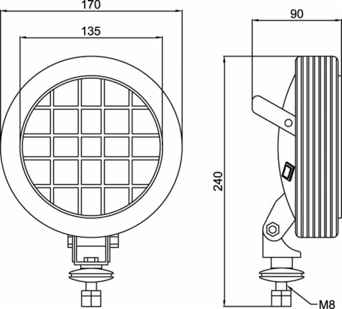 Faro da lavoro alogeno Ø 135mm da 24V 55W - Ama