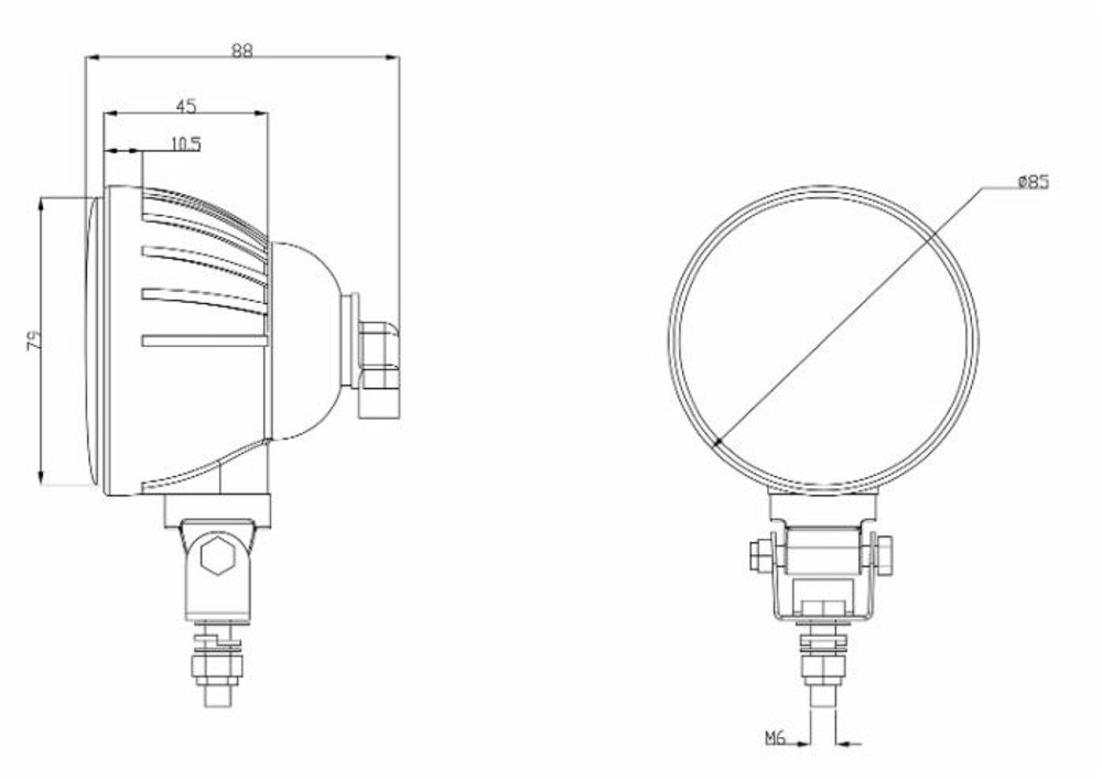 Faro da lavoro alogeno rotondo Ø 80mm ad ampio raggio 50W lampadina PGJ13 inclusa - Ama