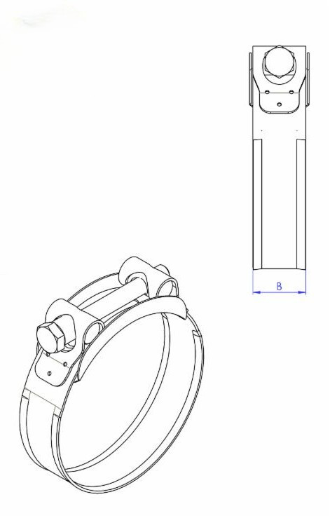 Fascetta stringitubo a banda larga Ama in acciao inox AISI430 Euro W2 Ø 104-112mm - Ama