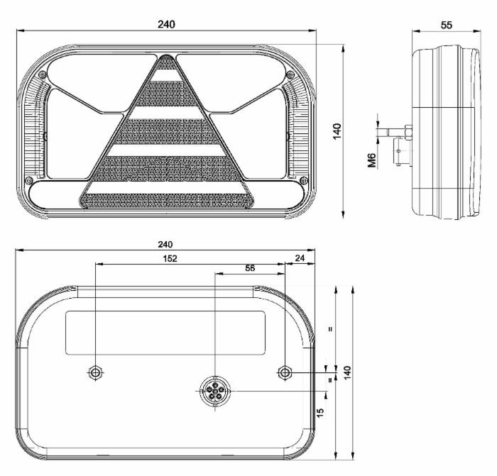 Fanale posteriore sinistro LED 12-36V 240x55x140mm - Ama