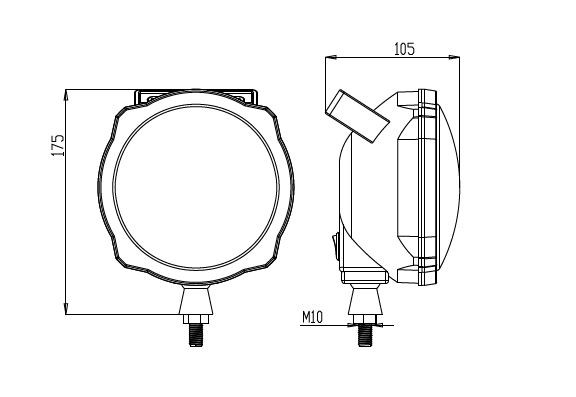 Faro da lavoro alogeno posteriore rotondo Ø 153mm 55-70W senza lampadina - Ama