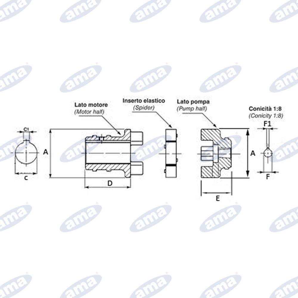 Giunto elastico per pompa gruppo 2 per motore con potenza da 5,5KW a 7,5KW - Ama Refluid