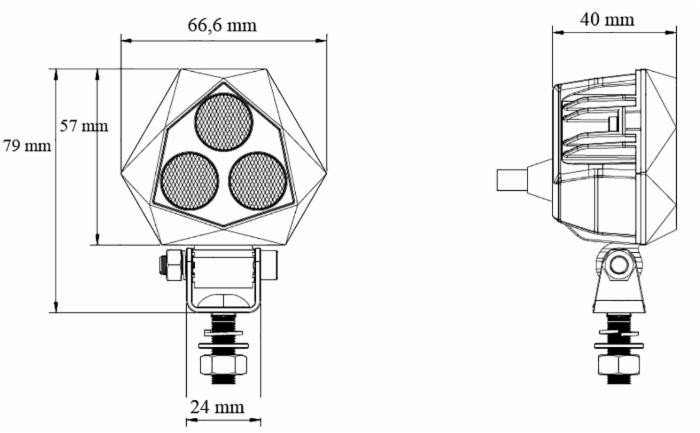 Faro da lavoro 3 LED triangolare ad ampio raggio freddo 9W IP67 - Ama