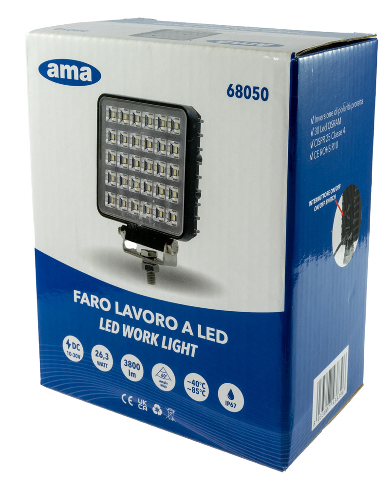 Faro da lavoro 30 LED ad ampio raggio 26,3W IP67 - Ama