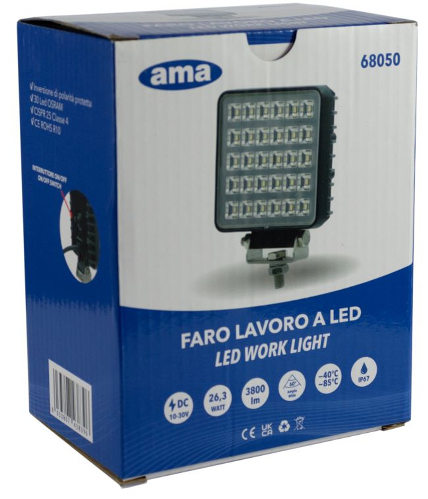 Faro da lavoro 30 LED ad ampio raggio 26,3W IP67 - Ama