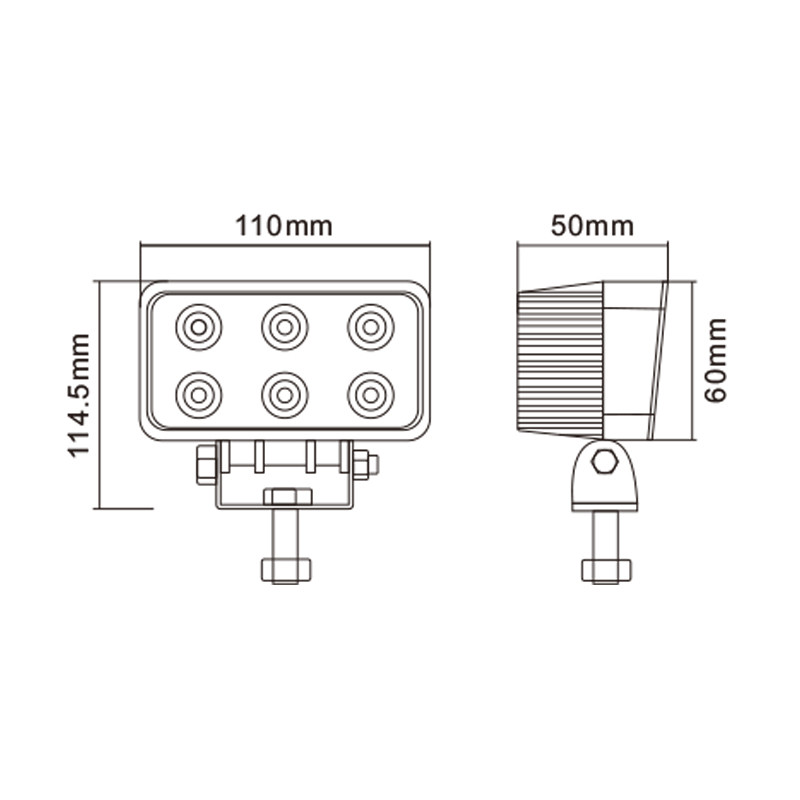 Faro da lavoro 6 LED Epistar a largo raggio freddo 18W IP67 - Ama