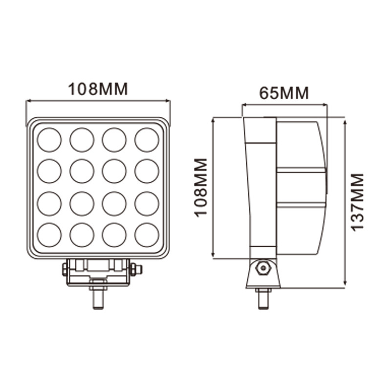 Faro da lavoro 16 LED Epistar a largo raggio freddo 48W IP67 - Ama