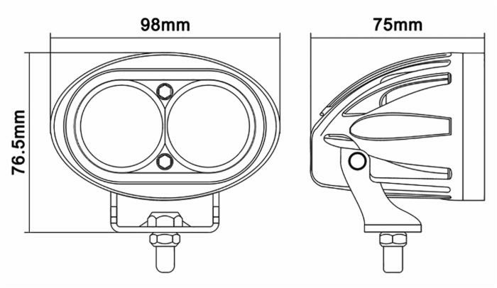 Faro da lavoro 2 LED CREE a lungo raggio freddo 20W IP67 - Ama