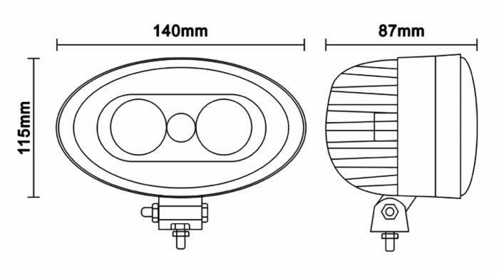 Faro da lavoro ovale 2 LED CREE a lungo raggio blu 10W IP67 - Ama