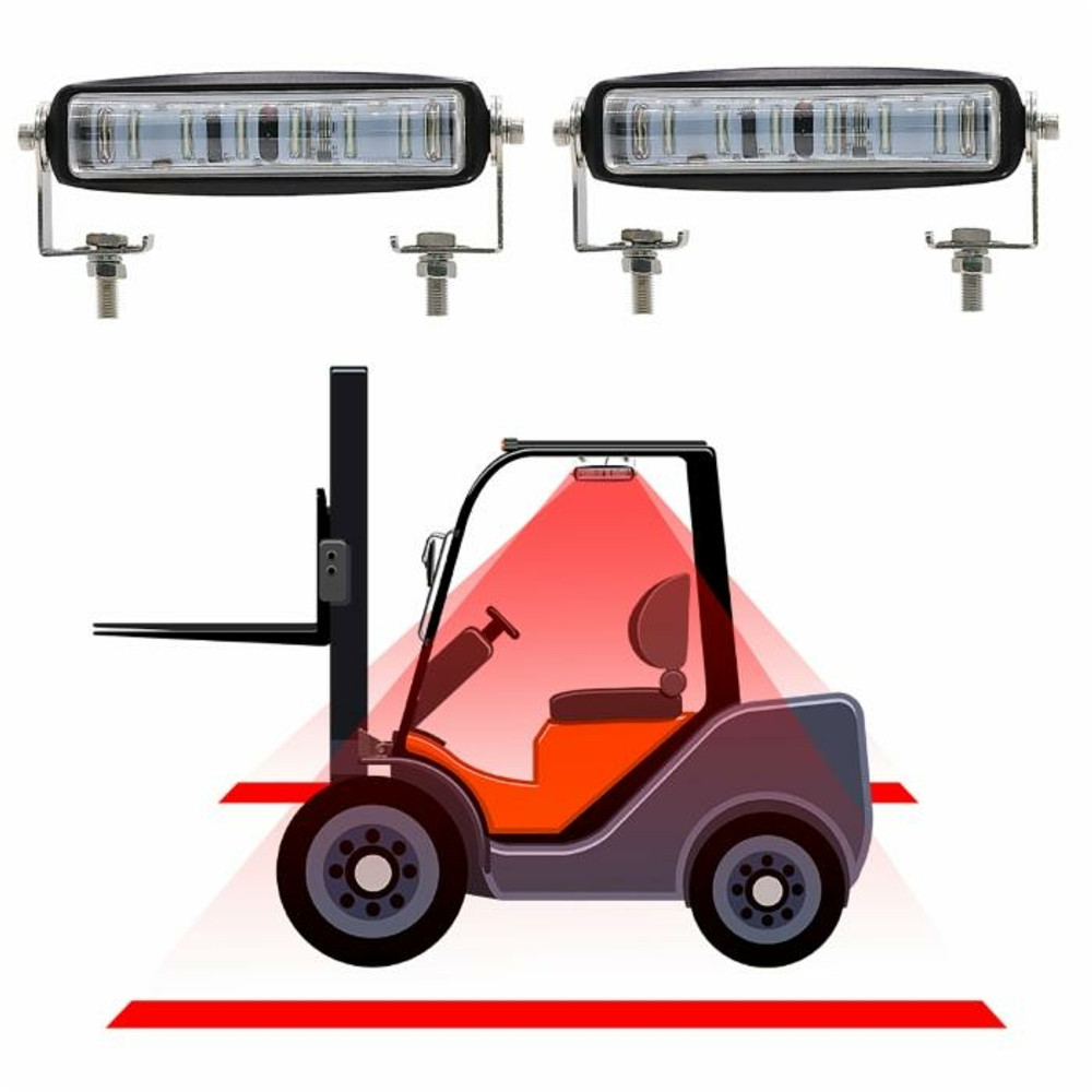 Barra di segnalazione a 6 LED rossa 18W per carrelli elevatori IP67 - Ama