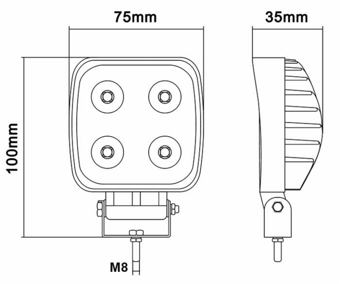 Faro da lavoro 4 LED LG ad ampio raggio 20W IP67 - Ama