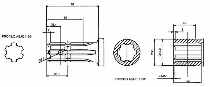 Semigiunto scanalato 14 denti per pompa gruppo 2 con chiavetta 4mm - Ama