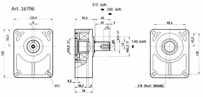 Supporto tirocinghia albero cilindrico Ø 24mm per pompa gruppo 3 - Ama Refluid