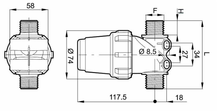 Filtro in linea maschio 3/4" - Arag
