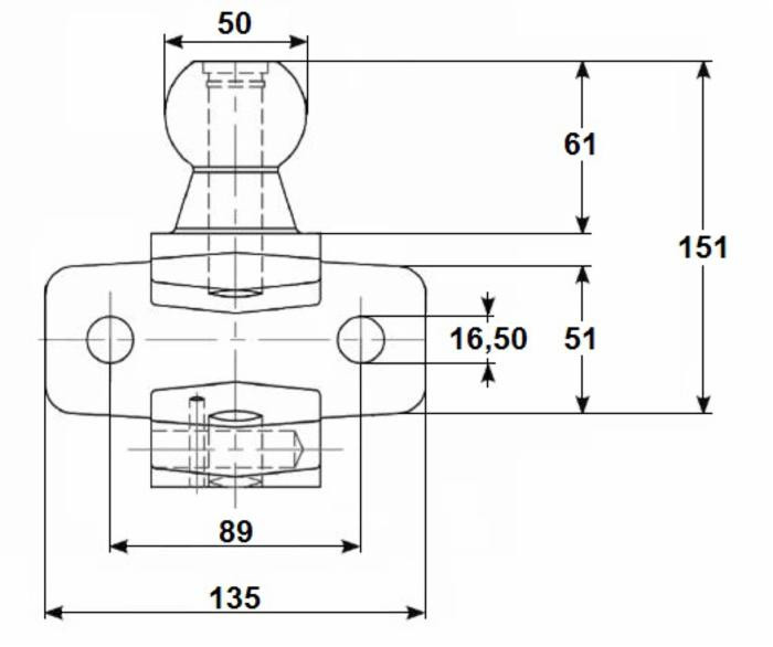 Gancio di traino non omologato 151x135mm - Ama