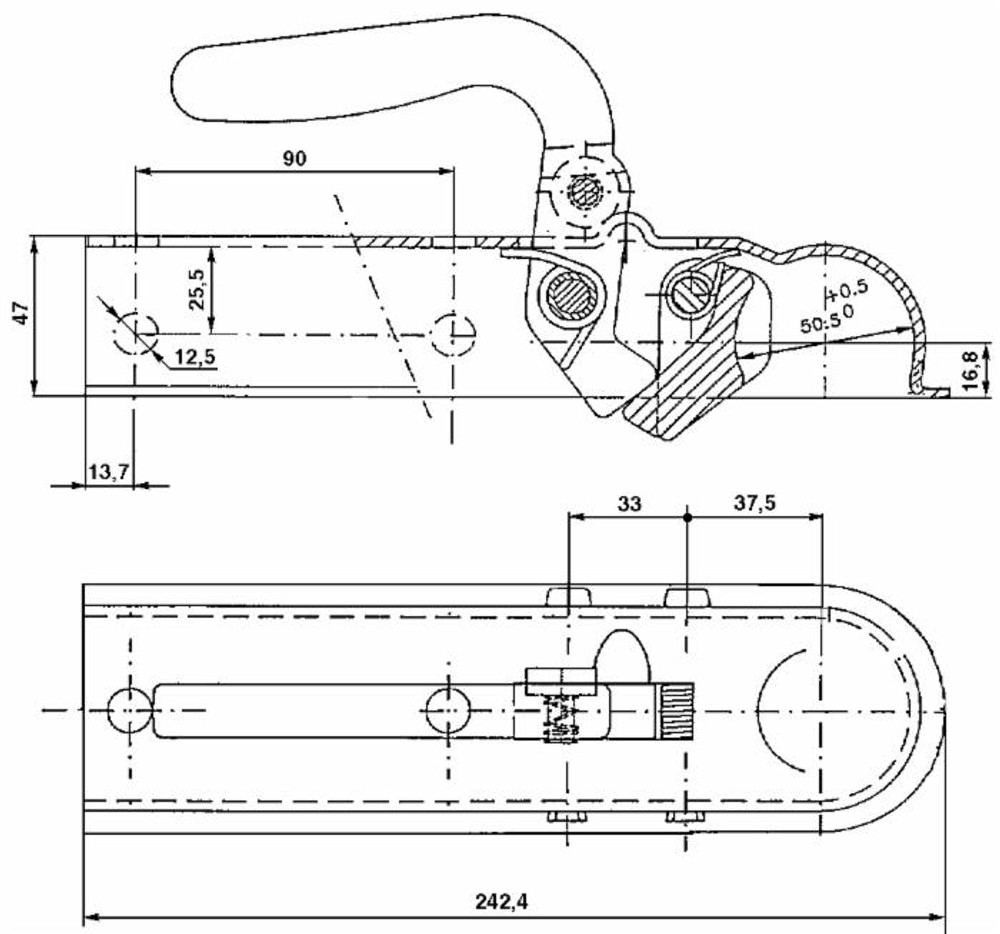 Testina agganccio traino quadro ø50 - Ama