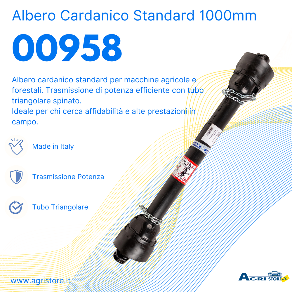 Cardano standard 2x1000 con tubo triangolare spinato - Ama Cardan