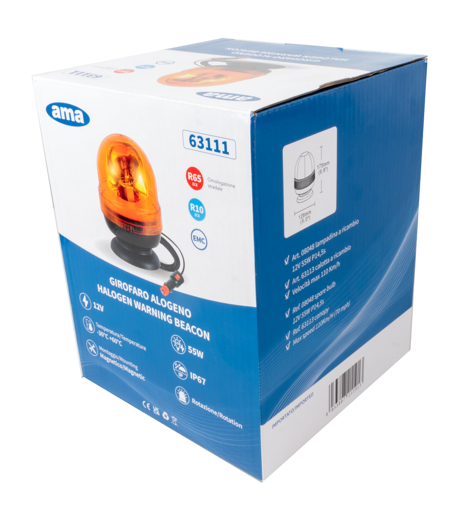 Lampeggiante 12V 55W base magnetica - Ama