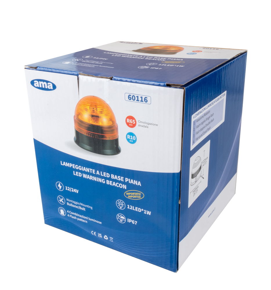 Lampeggiante base piana 12 LED 12-24V - Ama