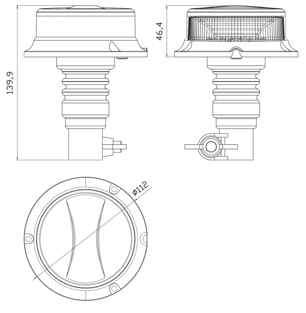 Lampeggiante a 18 LED 12-24V base flessibile - Ama