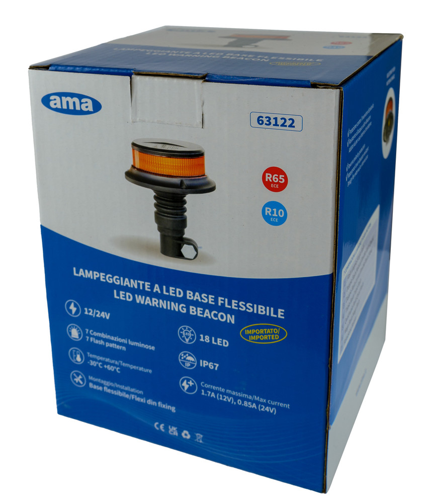 Lampeggiante a 18 LED 12-24V base flessibile - Ama